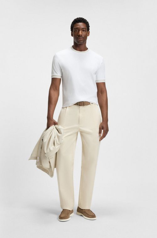 Camiseta De Ajuste Slim Em Algodão Mercerizado
