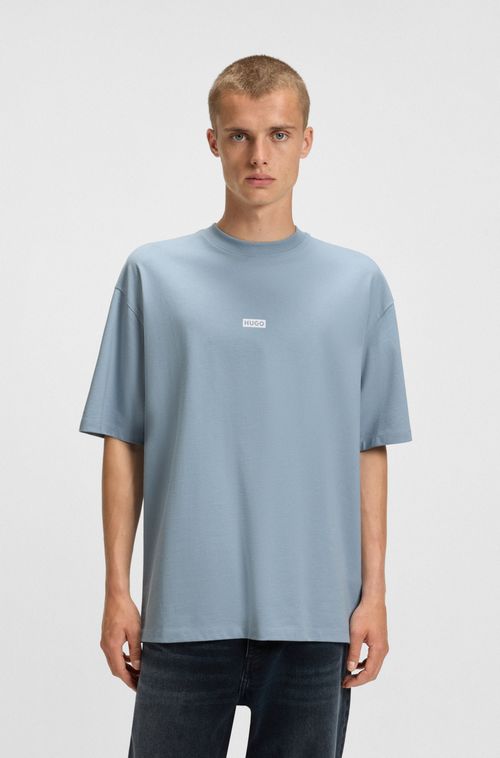 Camiseta De Ajuste Largo Em Algodão Com Logo Artístico