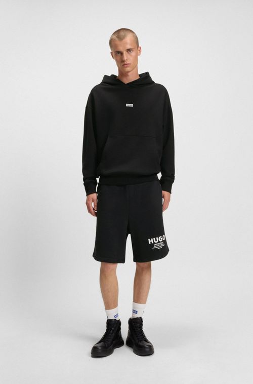 Shorts De Ajuste Oversized Em Algodão Com Estampa De Logo