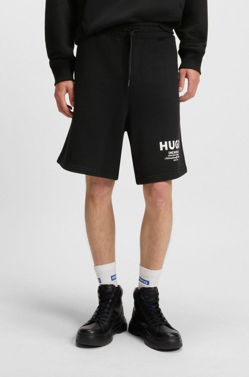Shorts De Ajuste Oversized Em Algodão Com Estampa De Logo