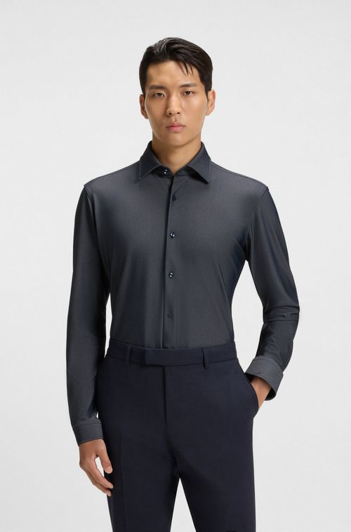 Camisa De Ajuste Regular Em Jersey Elástico Estruturado