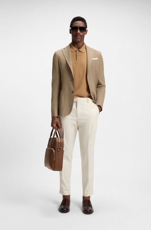 Blazer Slim Em Tecido Elástico Confortável Com Micropadrão