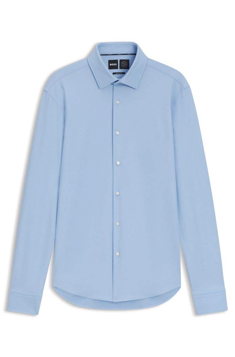 Camisa De Ajuste Regular Em Jersey Elástico Estruturado