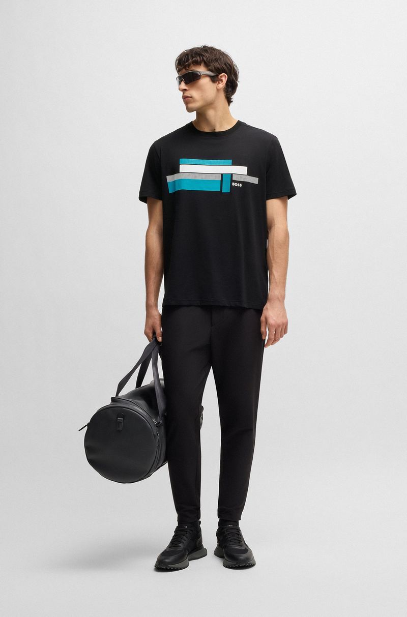 Camiseta De Ajuste Descontraído Em Tecido Elástico Com Logo