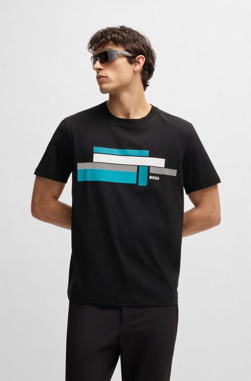 Camiseta De Ajuste Descontraído Em Tecido Elástico Com Logo