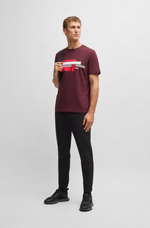 Camiseta Relaxed Fit Em Tecido Elástico Com Logo Artístico