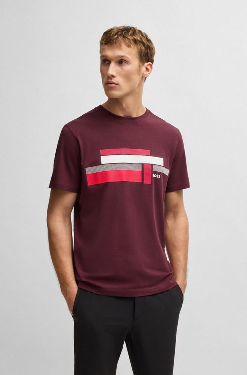 Camiseta Relaxed Fit Em Tecido Elástico Com Logo Artístico