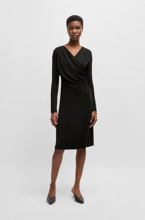 Vestido Com Parte Frontal De Trespasse Em Crepe Elástico