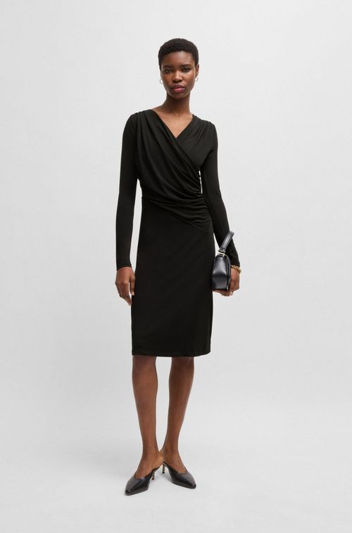 Vestido Com Parte Frontal De Trespasse Em Crepe Elástico