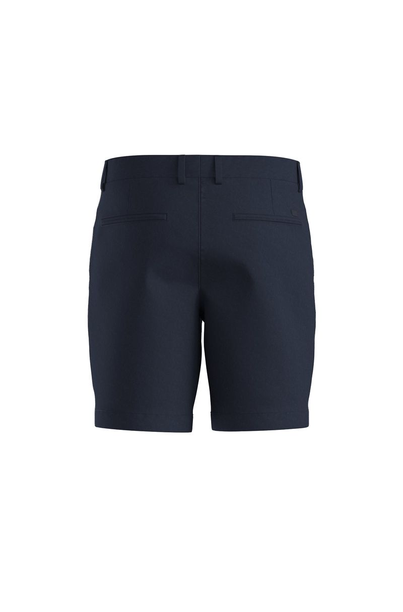 Shorts De Ajuste Slim Em Sarja De Algodão Elástico