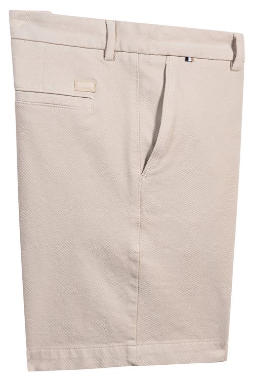 Shorts De Ajuste Slim Em Algodão Elástico Estruturado