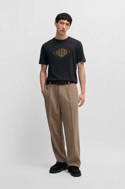 Camiseta De Algodão Com Logo Geométrico Bordado