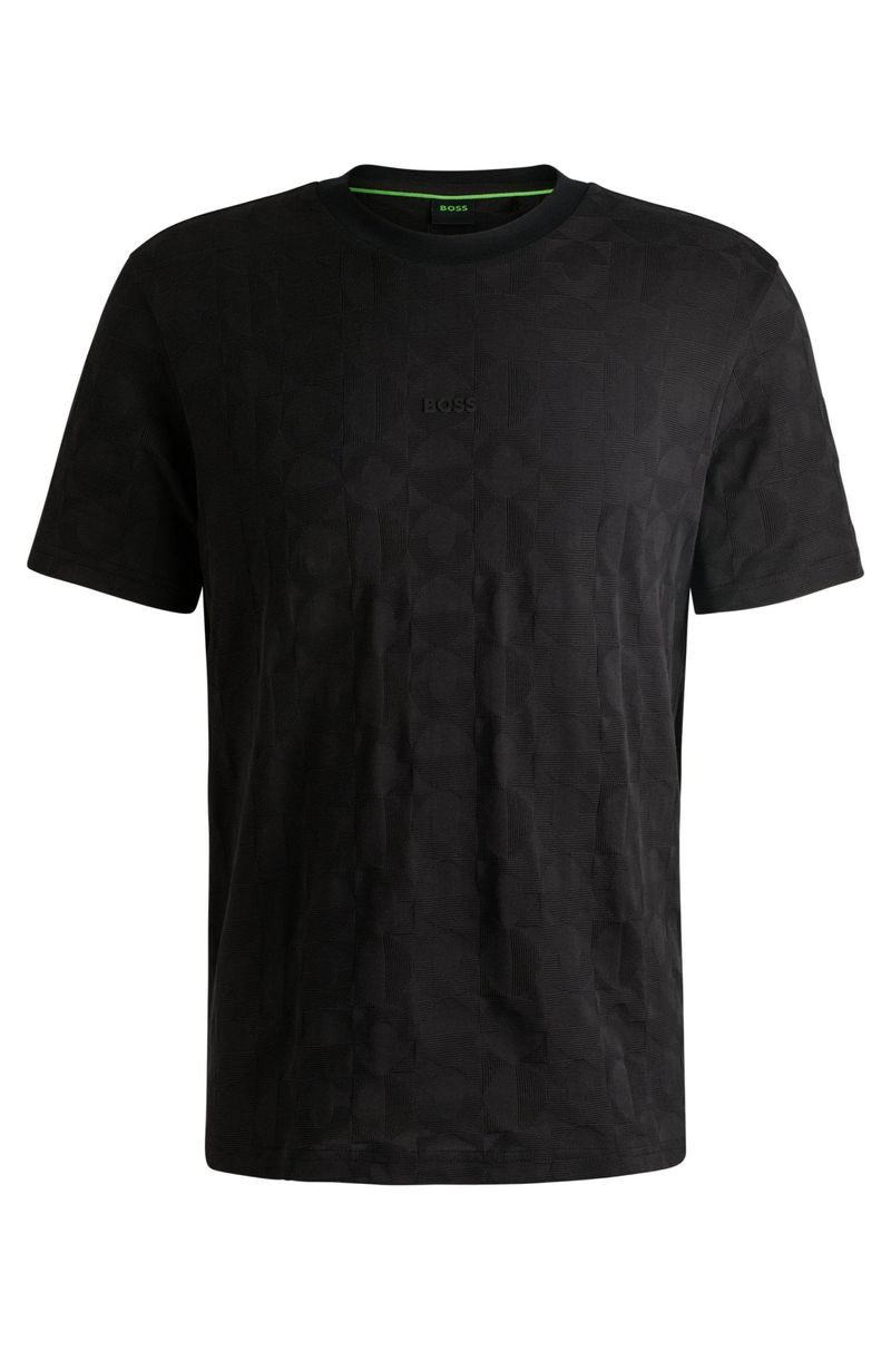 Camiseta De Ajuste Descontraído Em Algodão Com Círculo Em Jacquard