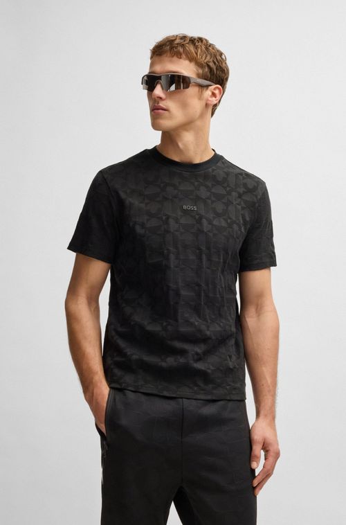 Camiseta De Ajuste Descontraído Em Algodão Com Círculo Em Jacquard