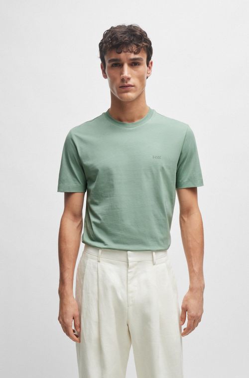 Camiseta De Jersey De Algodão Com Logo Emborrachado