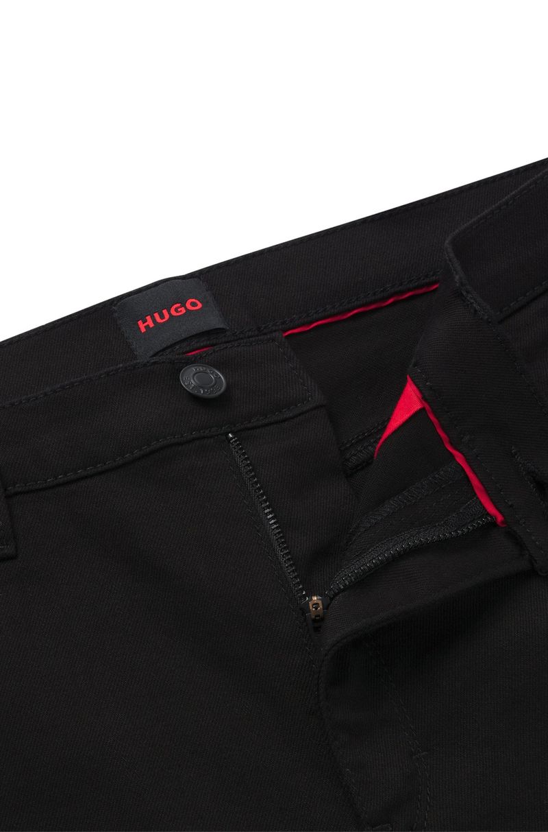 Calças Jeans De Ajuste Extra-Slim Elástica Ultra Preta