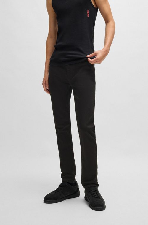 Calças Jeans De Ajuste Extra-Slim Elástica Ultra Preta