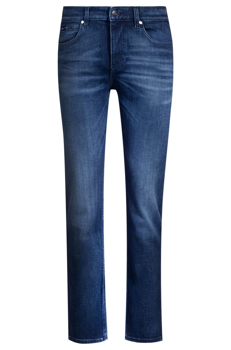 Calça Slim Fit Delaware Em Denim Elástico Azul Escuro