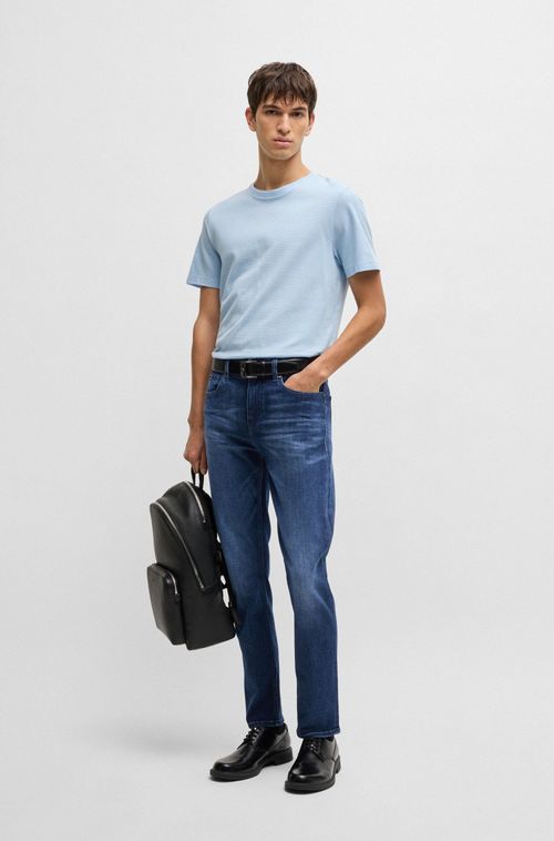Calça Slim Fit Delaware Em Denim Elástico Azul Escuro