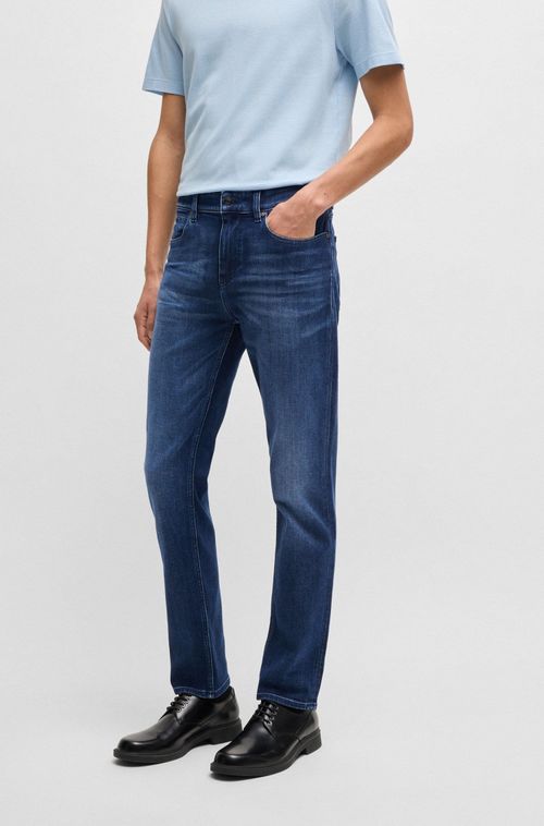 Calça Slim Fit Delaware Em Denim Elástico Azul Escuro