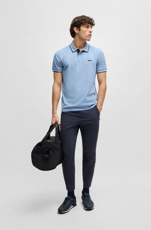 Polo Slim Fit Em Algodão Elástico Com Logo