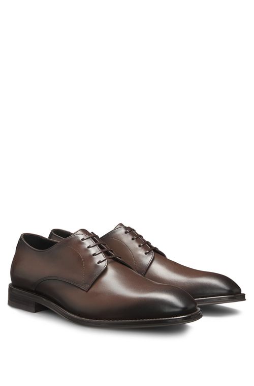 Sapatos Derby Em Couro Com Detalhes De Costuras