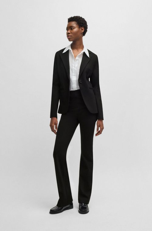 Calça Legging Boca De Sino Em Jersey Elástico