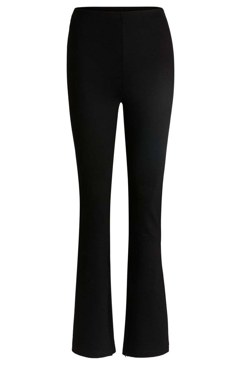 Calça De Corte Relaxado Em Tecido Stretch Com Perna Flare