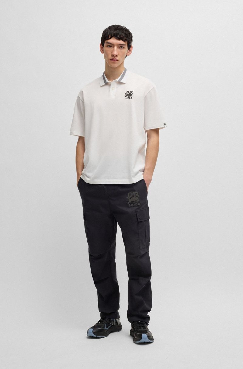 Camisa Polo De Algodão Elástico Hugo X Rb Com Logo