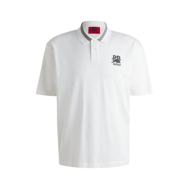 Camisa Polo De Algodão Elástico Hugo X Rb Com Logo
