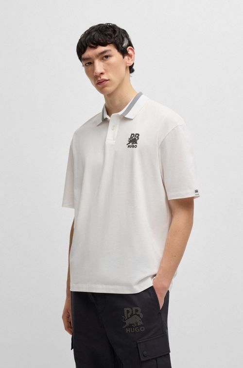 Camisa Polo De Algodão Elástico Hugo X Rb Com Logo