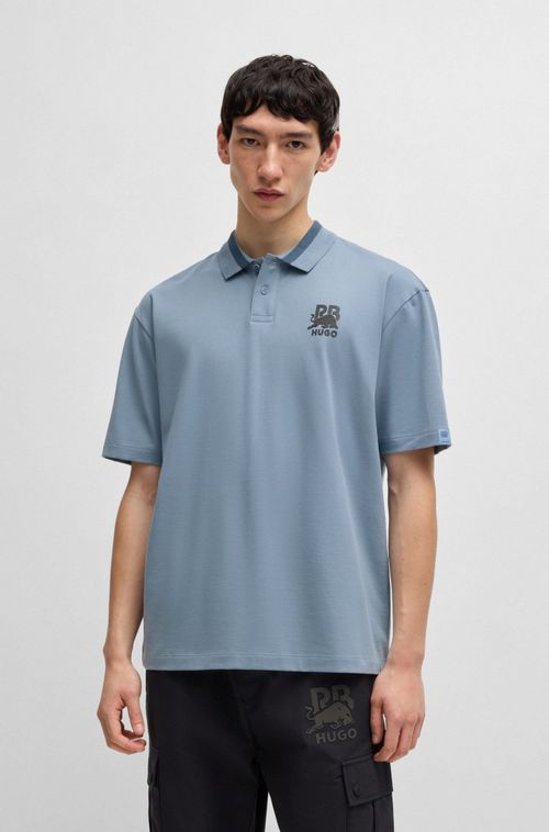 Camisa Polo De Algodão Elástico Hugo X Rb Com Logo