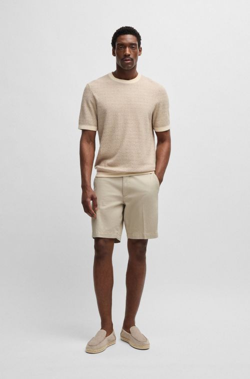 Shorts Slim-Fit Em Algodão Elástico Com Micropadrão