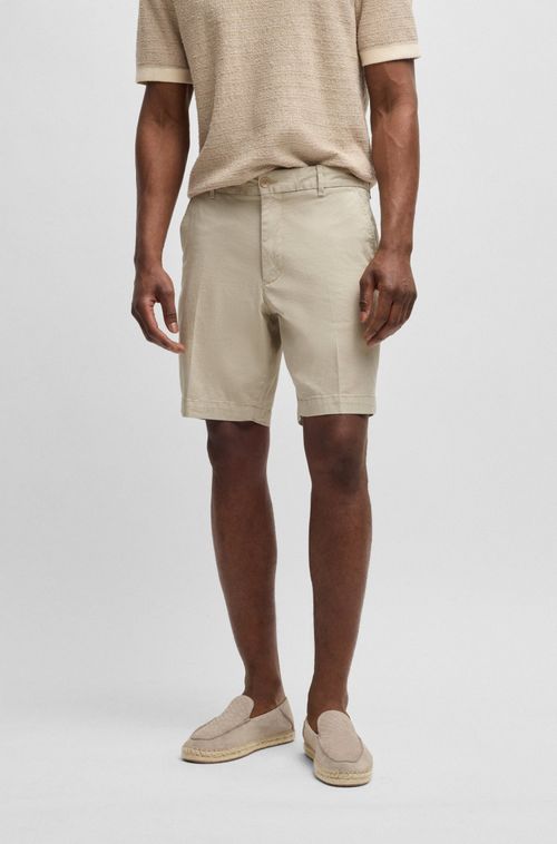 Shorts Slim-Fit Em Algodão Elástico Com Micropadrão