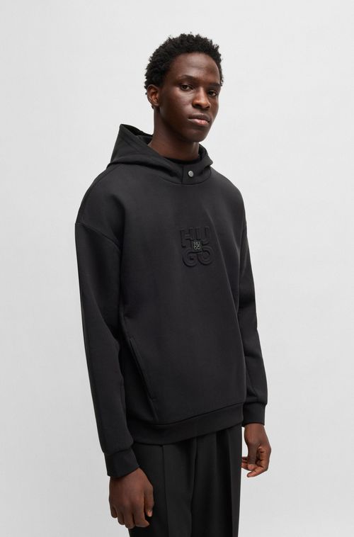 Moletom Com Capuz Interlock Em Algodão Misturado Com Logo