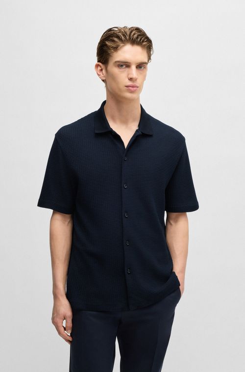 Camisa De Ajuste Regular Em Algodão Waffle