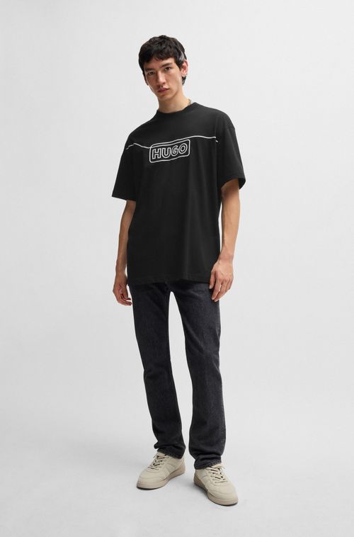 Camiseta De Algodão Com Logo Bordado