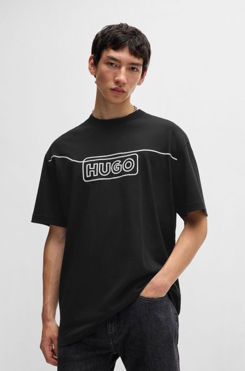 Camiseta De Algodão Com Logo Bordado