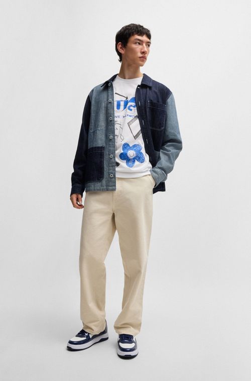 Camiseta De Algodão Com Logos Estampados