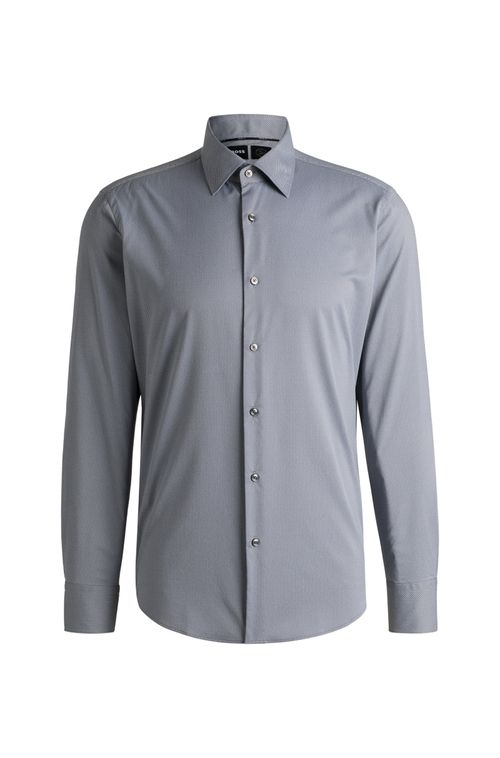 Camisa De Ajuste Regular Em Tecido Elástico Estruturado