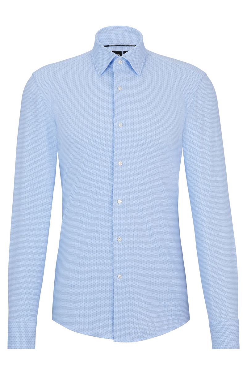 Camisa De Corte Ajustável Ao Corpo Em Tecido Esticável Estampado De Alto Desempenho