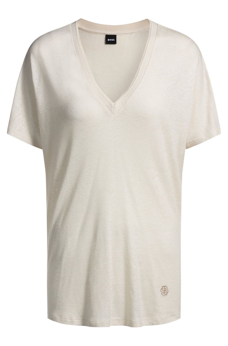 Camiseta De Gola Em V Com Monograma Double B