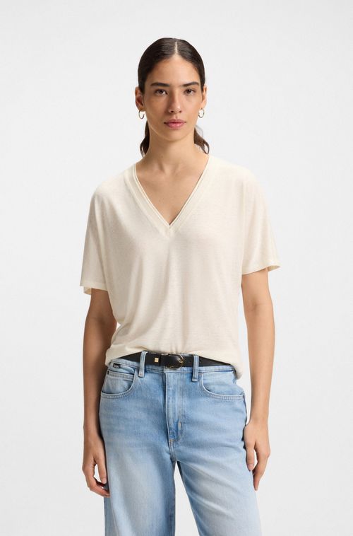 Camiseta De Gola Em V Com Monograma Double B