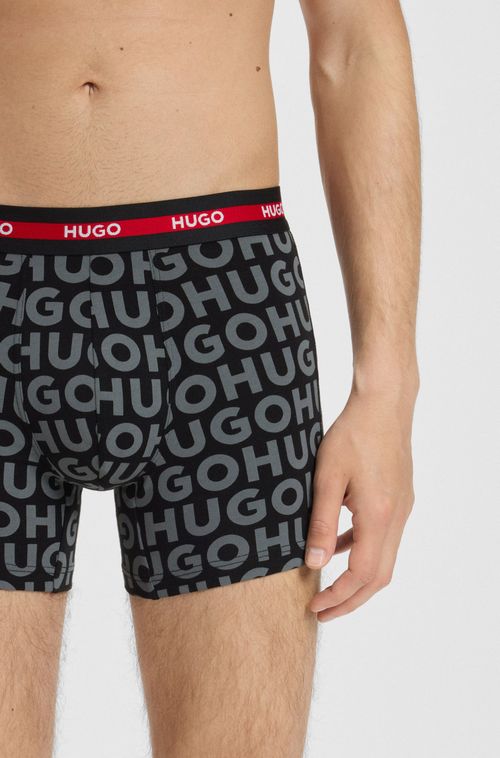 Pack De Três Cuecas Em Algodão Elástico Com Logo No Cós
