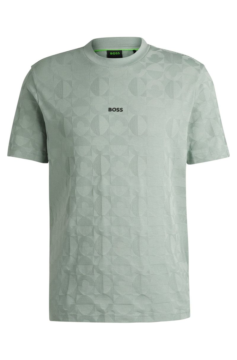Camiseta De Ajuste Descontraído Em Algodão Com Círculo Em Jacquard