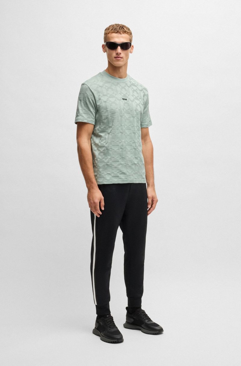 Camiseta De Ajuste Descontraído Em Algodão Com Círculo Em Jacquard