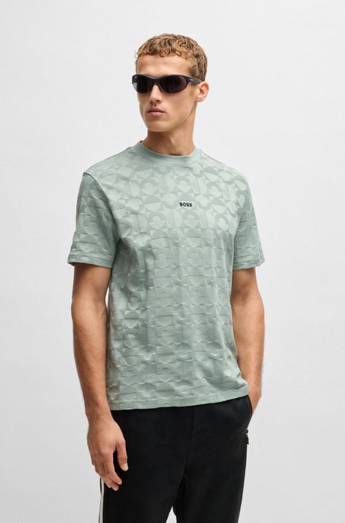 Camiseta De Ajuste Descontraído Em Algodão Com Círculo Em Jacquard