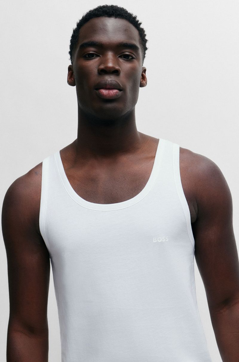 Pack De Três Regatas De Algodão Com Logos Impressos