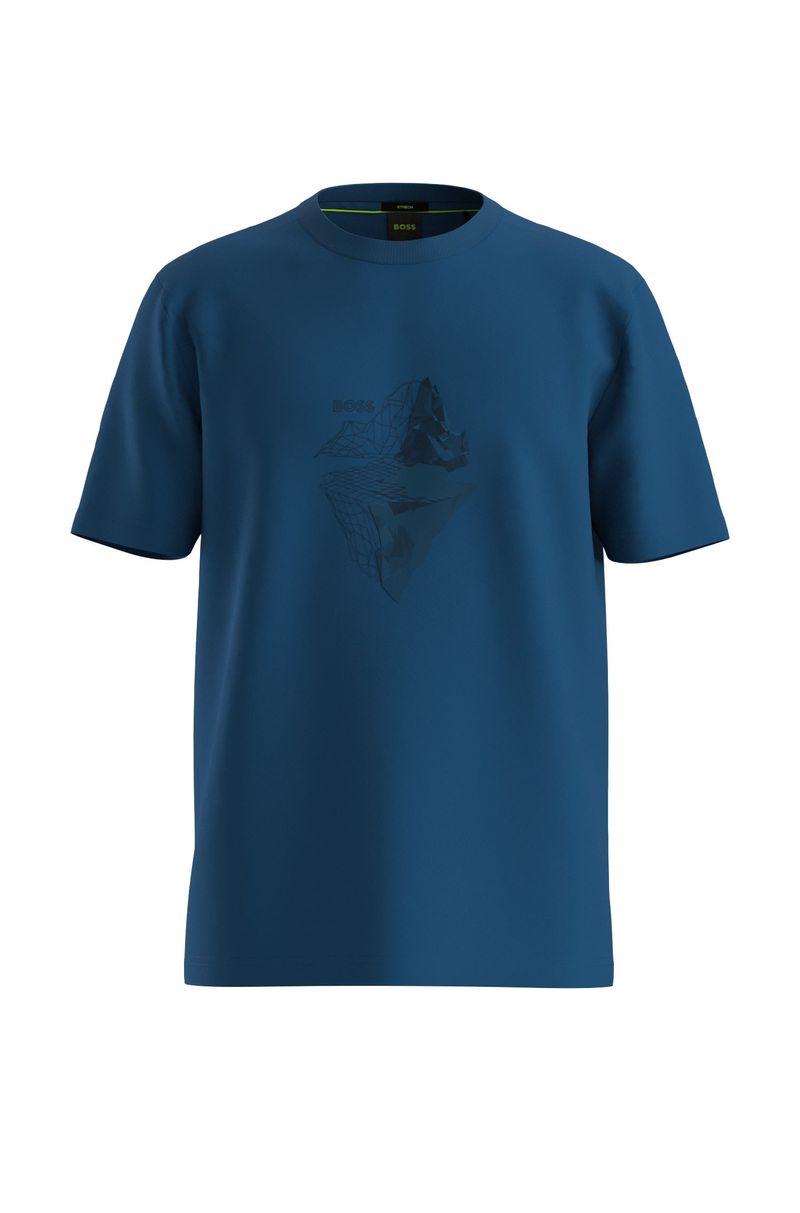 Camiseta De Algodão Elástico Com Arte Bordada