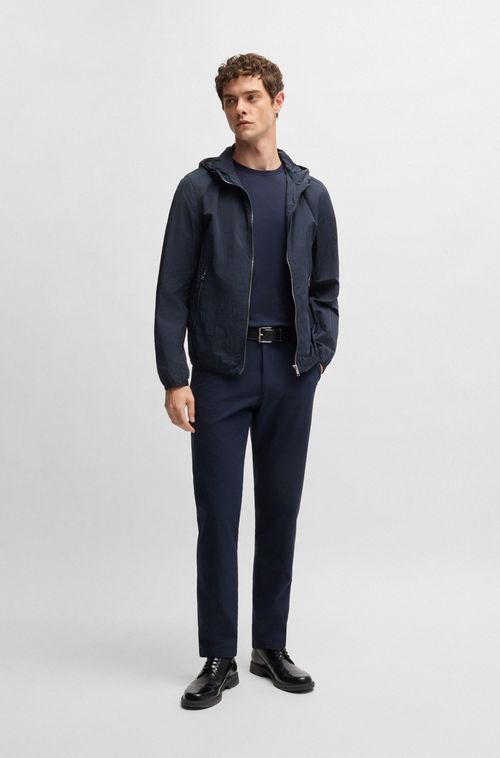 Casaco Repelente À Água Em Tecido Enrugado Com Capuz Ajustável